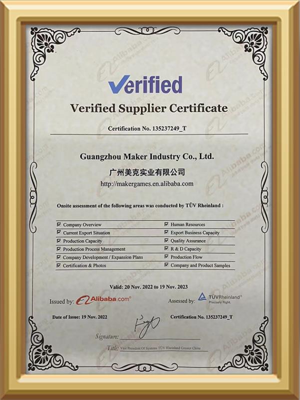 Verified Supplier Certificate - Guangzhou Maker Industry Co., Ltd.