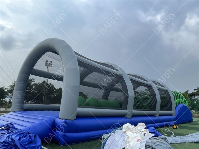 Customized Logo And Color Inflatable 5k Fun Run The Mad House Game With Commercial Air Blower