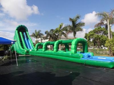 China 36 Feet Tall Hulk Inflatable Water Slides Green Long Crazy Wet Slide With Pool for sale
