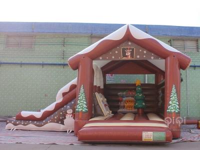 China Christmas Inflatables Decorations Bounce House Slide Combo With Slide During Winter for sale
