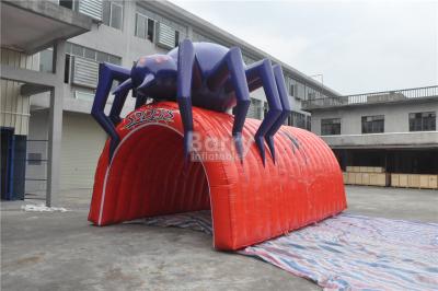 China Waterproof PVC Red Cool Spider Design Giant Inflatable Football Tunnel , Inflatable Tunnel Tent for sale