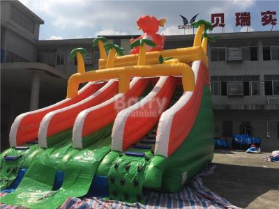 China PVC Dinosaur Double Inflatable Water Slide For Pool With Landing Bed for sale