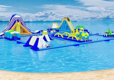China Commercial Floating Toys Inflatable Water Park , Giant Beach Waterpark For Adult for sale