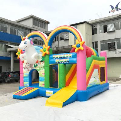 China Parque modificado para requisitos particulares de la despedida del PVC Unicorn Inflatable Jumping Bouncer House para la actividad en venta