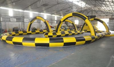 China 18x16x3m Inflatable Race Track Zorb Ball Go Kart Racing Game Obstacle Course for sale