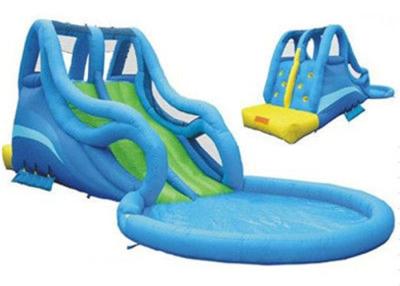 China Blue Kidwise Inflatable Water Slide And Pool / Inflatable Outdoor Water Slide for sale