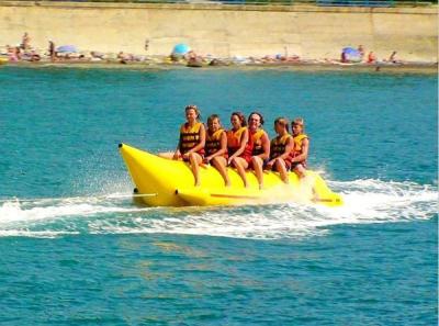 China Custom Inflatable Water Toys / Yellow Single Tube Inflatable Banana Boat Towables for sale