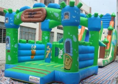 China Square Green Outdoor Inflatable Bouncer , Inflatable Bounce House With Slide for sale