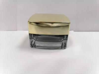 China Grey Color Lacquering Glass Skincare Jars 30g 50g Cosmetic Jars With Gold Lids for sale