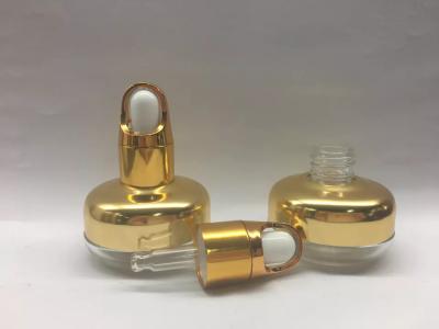 China Oval Glass Essential Oil Dropper Bottles 20ml 40ml With Aluminum Shoulder for sale