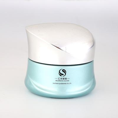 China Empty Frosted Cosmetic Cream Jar Luxury Skincare Packaging 50ml Glass Cream Jar for sale