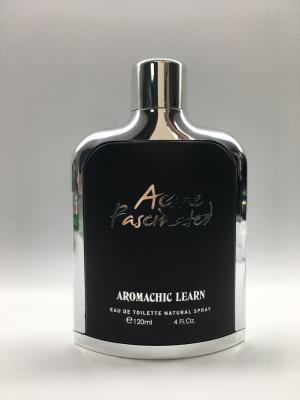 China 120ml Flat Shape Luxury Perfume Bottles Black Color Silver Metal Frame OEM for sale