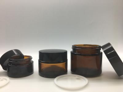 China 5g Mini Glass Cosmetic Jar Brown Color 120ml Amber Glass Jar for sale