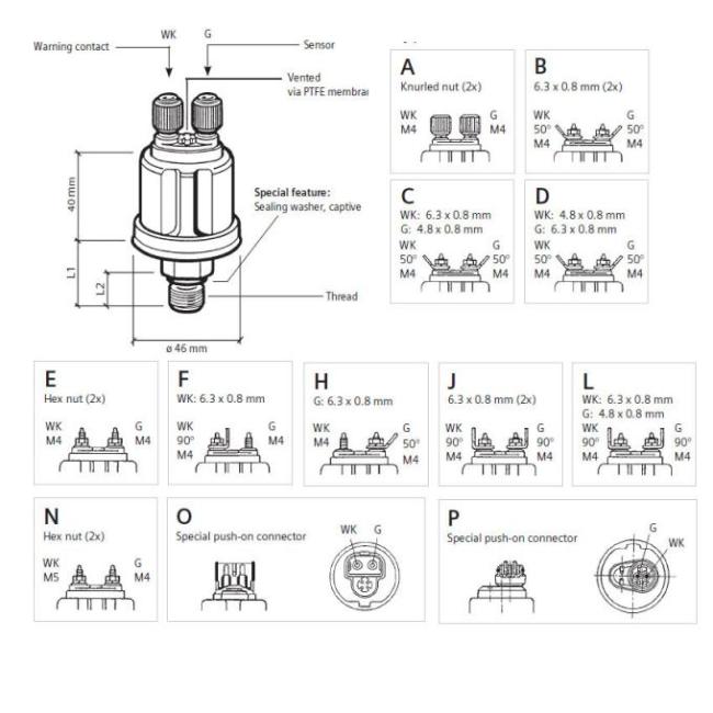 0~10 Bar Mechanical Generator Oil Pressure Sensor with Warning Contact