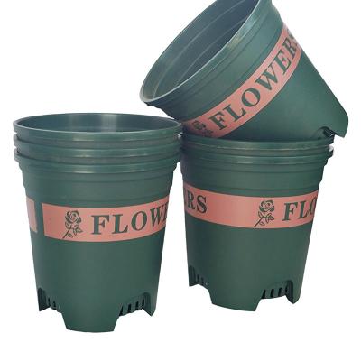 China 0.5 Gallon Round Plastic Flower Pots Plastic Plant Container Collision Resistance for sale