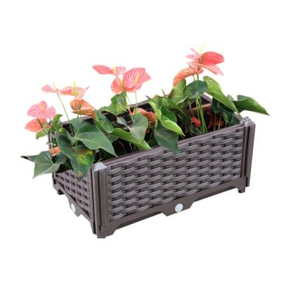 Chine Manufacturer rattan multifunctional plastic planting box roof garden balcony vegetable planting box outdoor combined flo à vendre