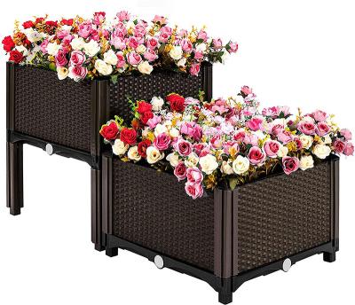 China Mobile Plastic Raised Planters On Legs 50*50*27CM For Vegetable Planting for sale