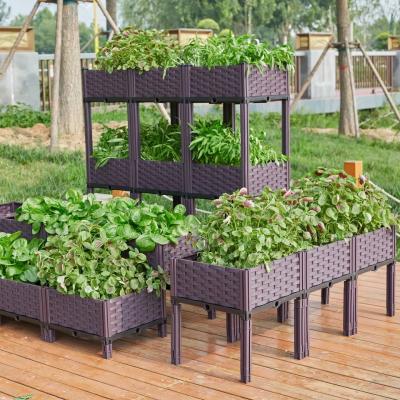 Китай Outdoor Rectangular Stackable Flower Pot Plastic Raised Garden Bed продается