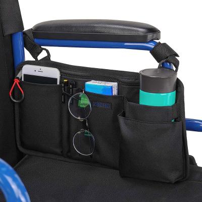 China Pouch Wheelchair Side Bag With Cup Holder Armrest Accessories for sale
