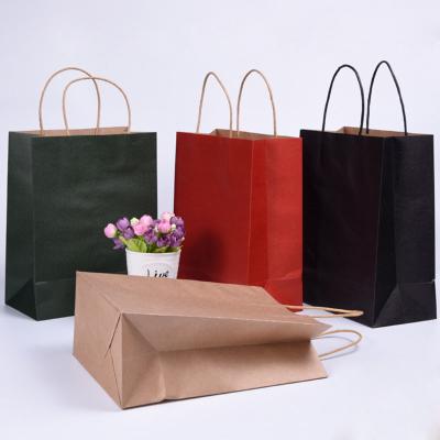 China Folding Brown Paper Shopping Bags With Strong Heat Resistant Glue Reinforce for sale