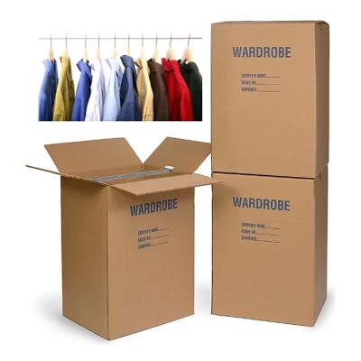 China Colored Corrugated Wardrobe Moving Boxes Packaging Corrugated Paper Carton Plus Bars for sale