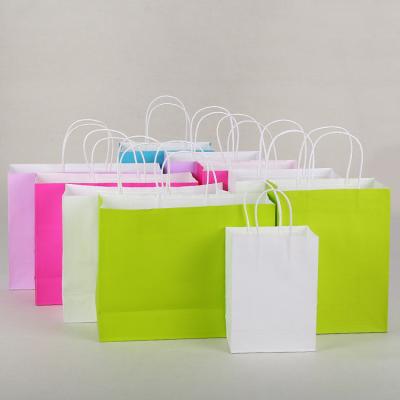 China Solid Coloured Kraft Paper Bags Recyclable Environmentally Friendly For Shopping for sale