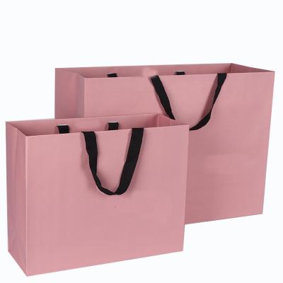China Pink Color Cardboard Bag Laminated Printed Luxury For Shopping / Gift for sale