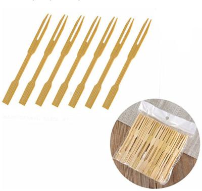 China Customized Mini Biodegradable Bamboo Party Forks Disposable 9cm for sale