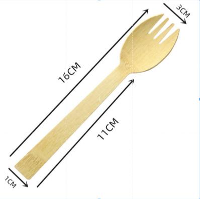China 16cm Disposable Bamboo Cutlery Biodegradable Sporks Bulk For Cake Salad for sale
