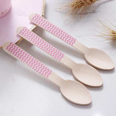 China 160mm Dinner Cake Pink Wooden Cutlery Utensils For Celebration for sale