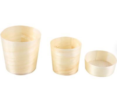 China 3CM Wooden Disposable Dessert Cups Outdoor Biodegradable Coffee Mug for sale