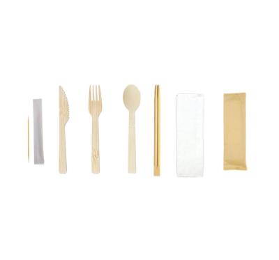 China Disposable Bamboo Cutlery Biodegradable Cutlery Set With Napkin And Toothpick for sale