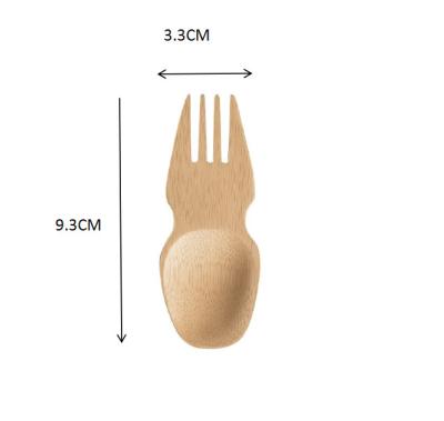China 9cm Biodegradable Mini Disposable Bamboo Cutlery Salad Spork For Travel Camping for sale