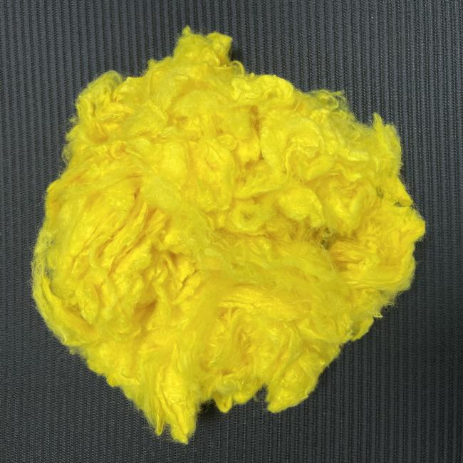 Yellow viscose staple fiber product display