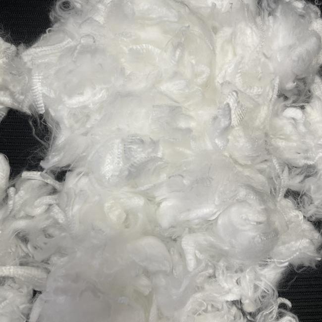 Close-up view of silicon oil treated fiber texture