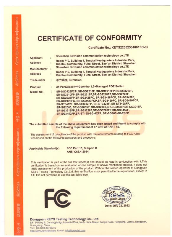 FCC - Shenzhen Sirivision Communication Technology Co., Ltd.