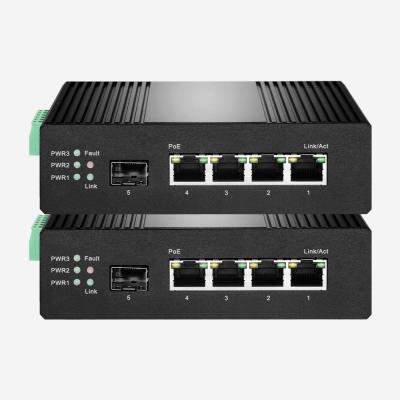 China Din Rail 100mbps Poe Switch With 1 SFP Fiber Port And 4 100M PoE Ports for sale
