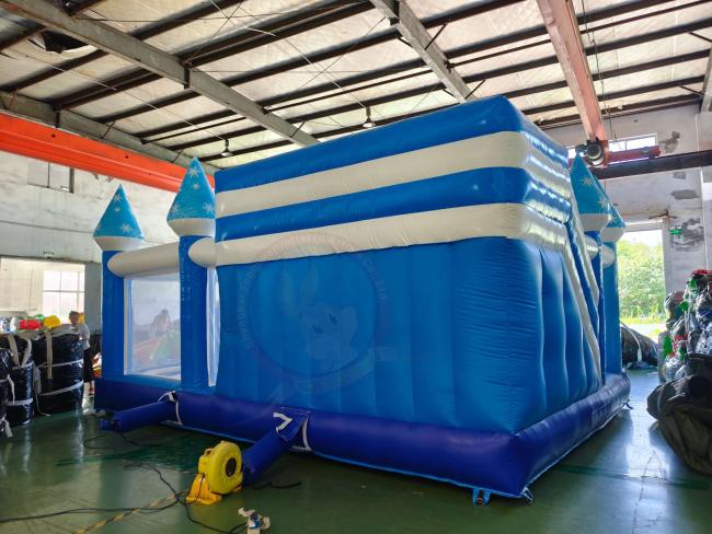 Inflatable Penguin Bounce House Slide Combo Blue Theme Kids Castle Commercial Playground Rental Equipment