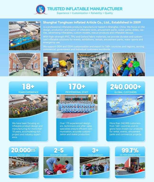 Tonghuan inflatable product manufacturer profile with production experience and global service