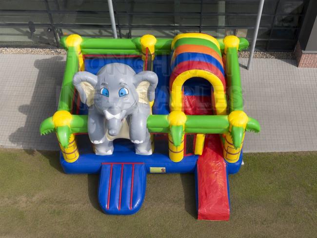 · Elephant theme inflatable bouncer combo with slide and jungle style decorations for kids events