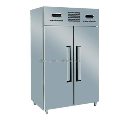 China Two Doors Commercial Chiller Kitchen Refrigerator Upright Stainless Steel Deep Freezer for sale