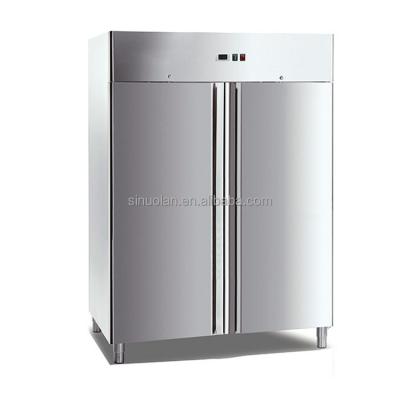 China Commercial Fridge Stainless Steel Upright Wine Chiller Double Door Refrigerator for sale