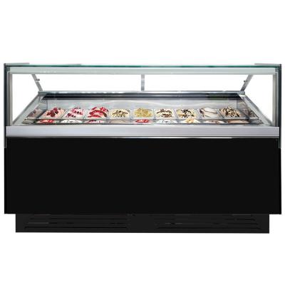 China 10 / 12 / 14 / 16 /18 / 20 Pans Italian Ice Cream Display Refrigerator / Gelato Ice Cream Showcase Display Freezer for sale