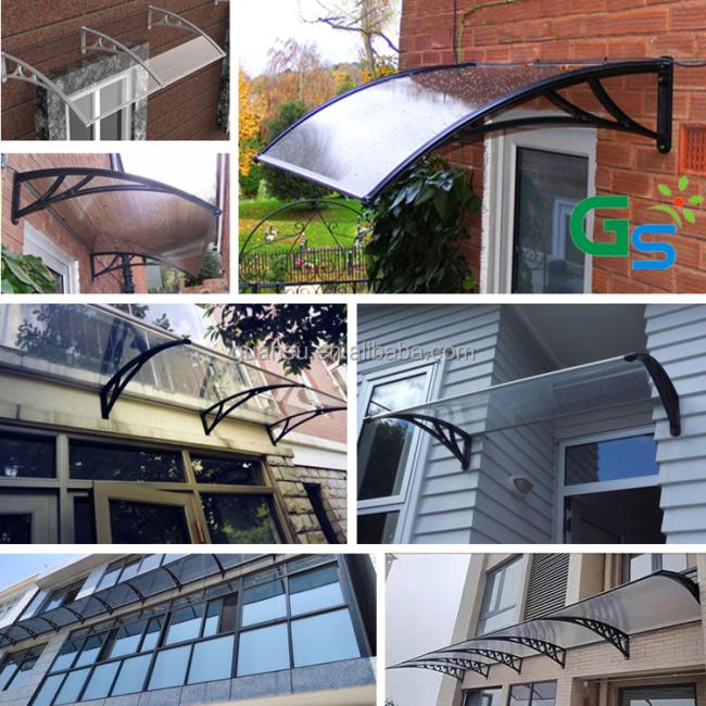 DIY plastic polycarbonate door awning canopy with 800mm PP Bracket and 3mm pc solid sheet cover
