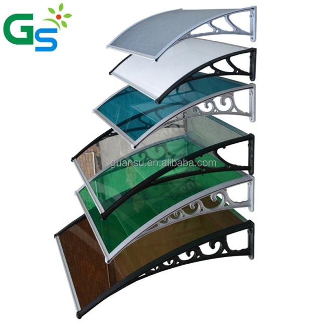 DIY plastic polycarbonate door awning canopy with 800mm PP Bracket and 3mm pc solid sheet cover