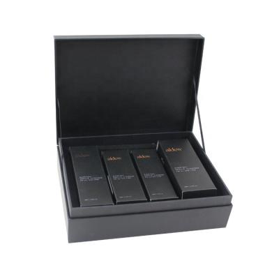 China Black Rigid Cardboard Cosmetic Packaging Box Custom Lip Kit Boxes Rose Gold Foil Logo for sale