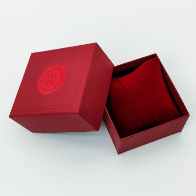 China Single Personalised Red Velvet Jewellery Ring Box With Texture Surface Cardboard for sale