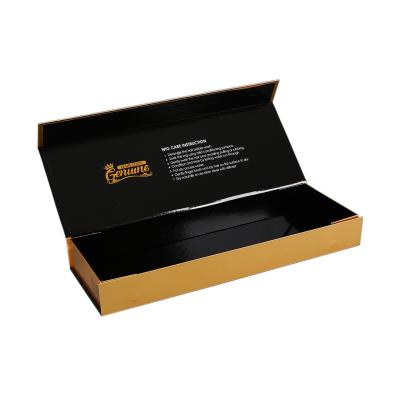 China Caixa de presente dobrável da peruca da aleta da caixa de presente magnética preta com tampas à venda