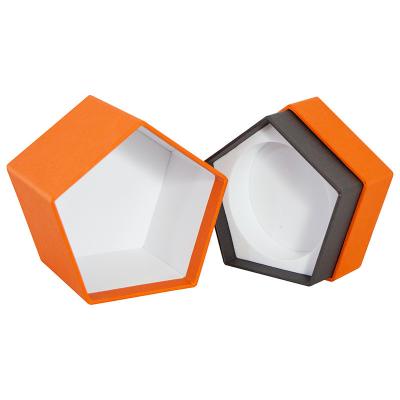 China Pentagonal Rigid Candle Box Orange Black Color Printing for sale