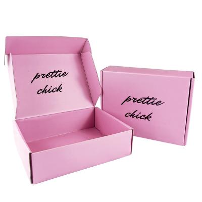 China Flat Cardboard Custom Mailer Boxes Printed Pink for sale